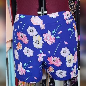 Kaari Blue Floral High Waist Women's Shorts - Blue and Pink